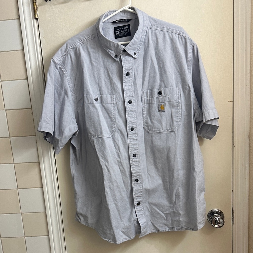 Carhartt Light Blue Short-Sleeve Button-Down Work Shirt